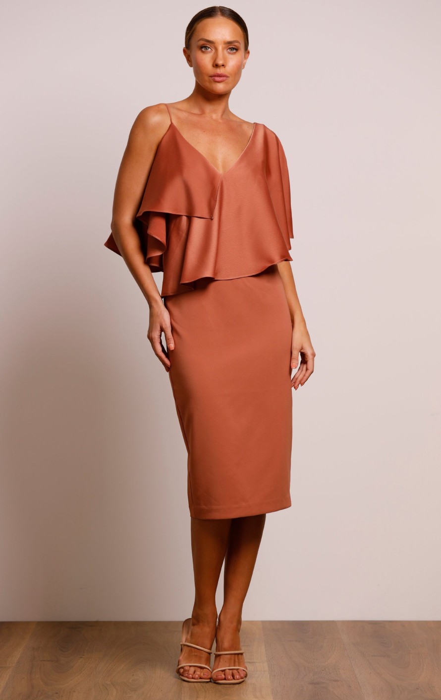 Dresses PASDUCHAS | Siren Drape Midi Cinnamon