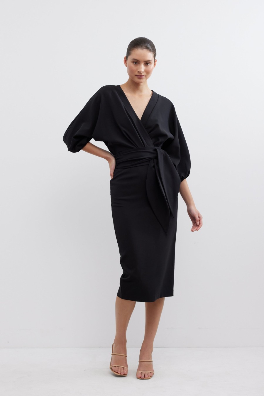 Dresses PASDUCHAS | Emerson Drape Midi - Pre Order Black