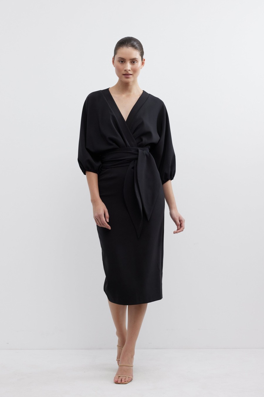 Dresses PASDUCHAS | Emerson Drape Midi - Pre Order Black