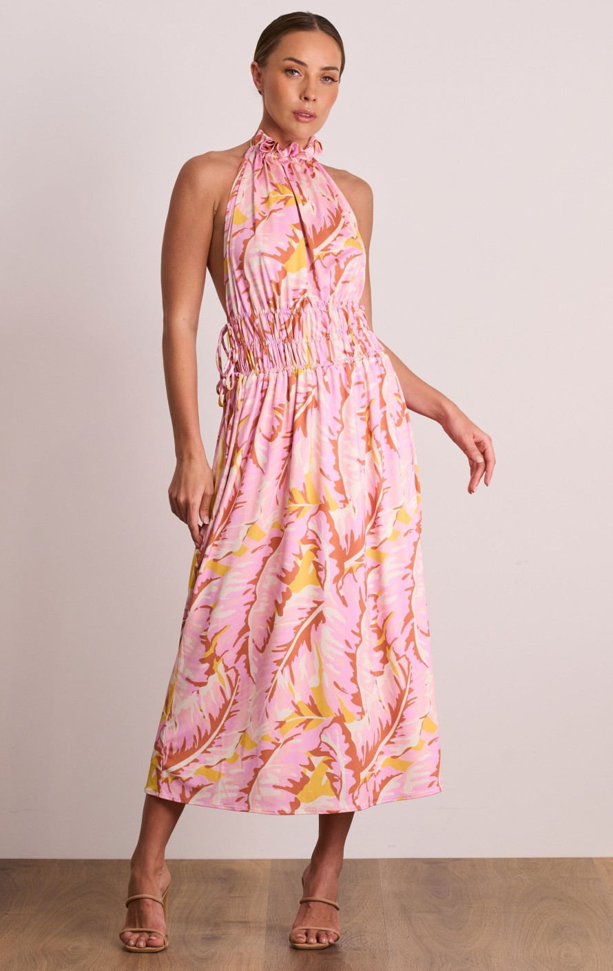 Dresses PASDUCHAS | Sweet Nothings Halter Midi Pink Palm