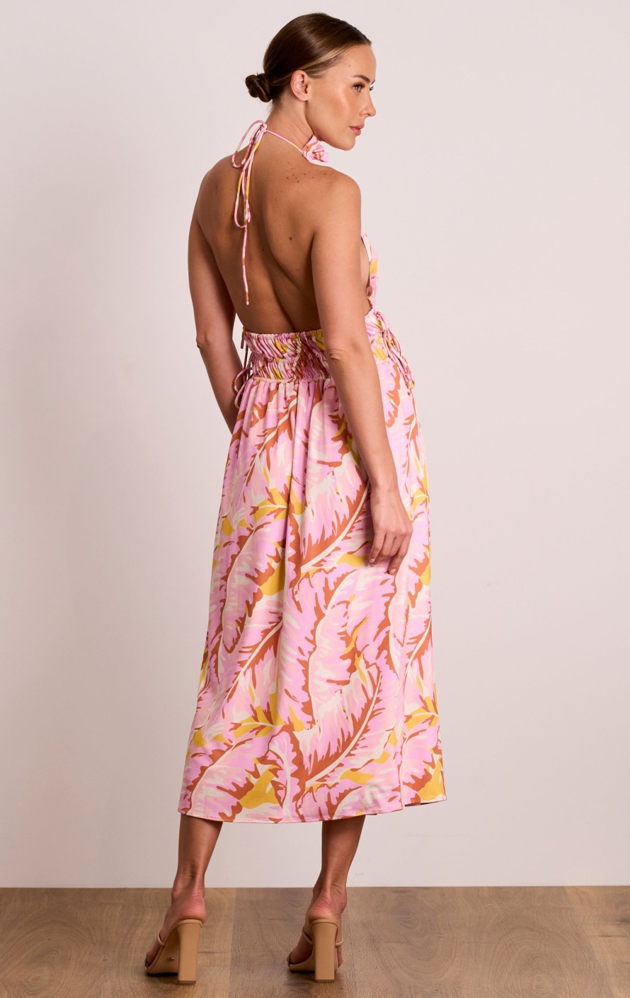 Dresses PASDUCHAS | Sweet Nothings Halter Midi Pink Palm