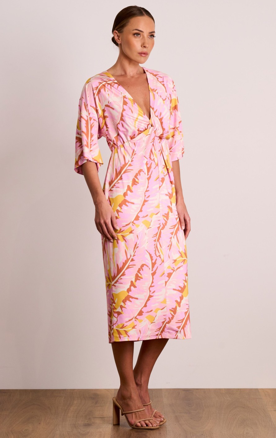 Dresses PASDUCHAS | Sweet Nothings Drape Midi Pink Palm