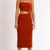 Dresses PASDUCHAS | Pulse Slash Midi Dress Rust