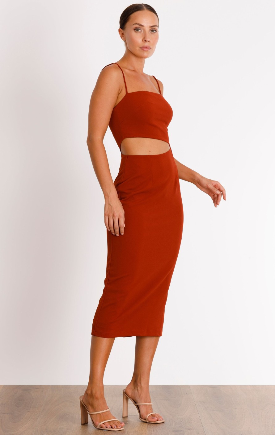 Dresses PASDUCHAS | Pulse Slash Midi Dress Rust