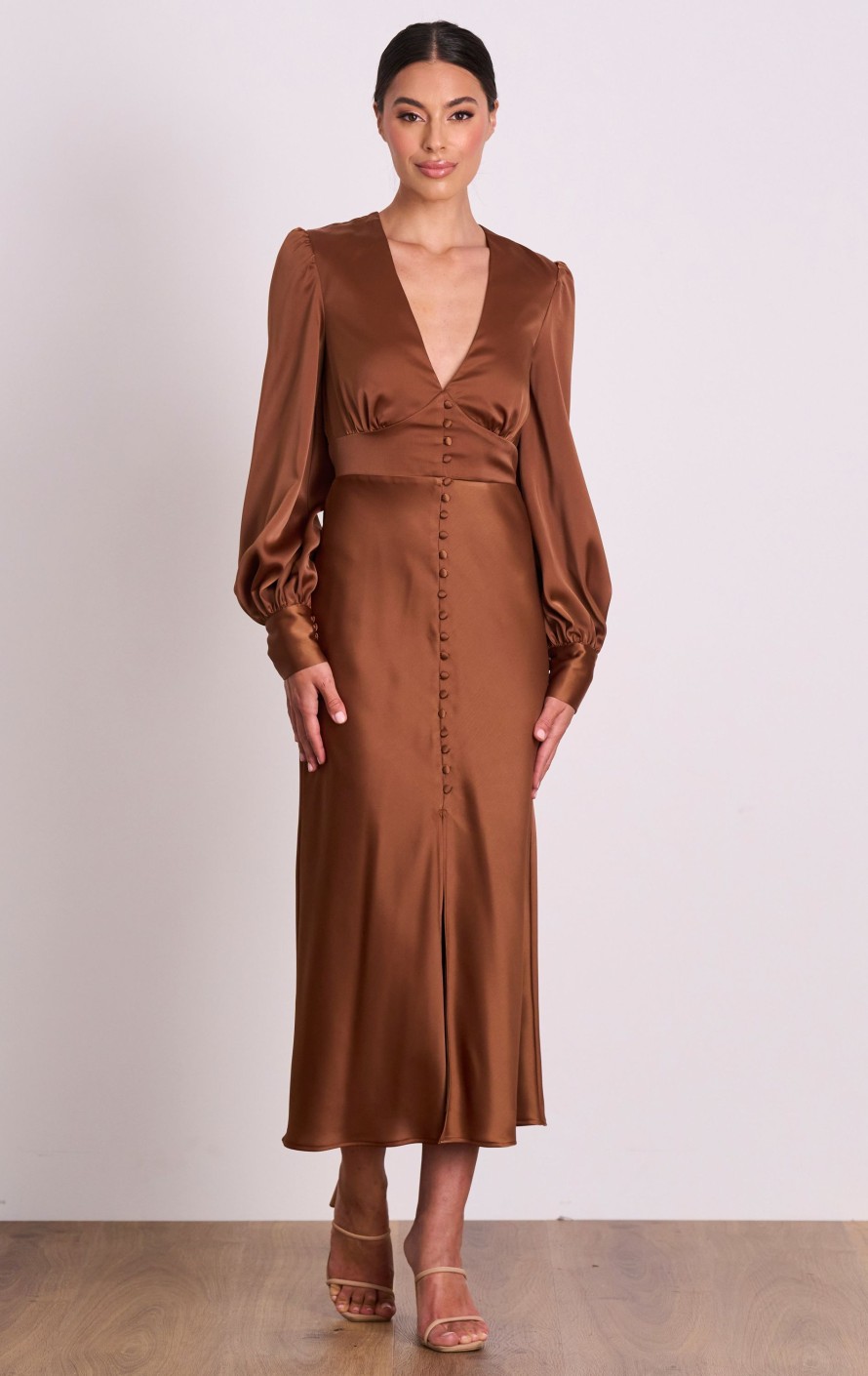 Dresses PASDUCHAS | Illuminate Button Midi Toffee