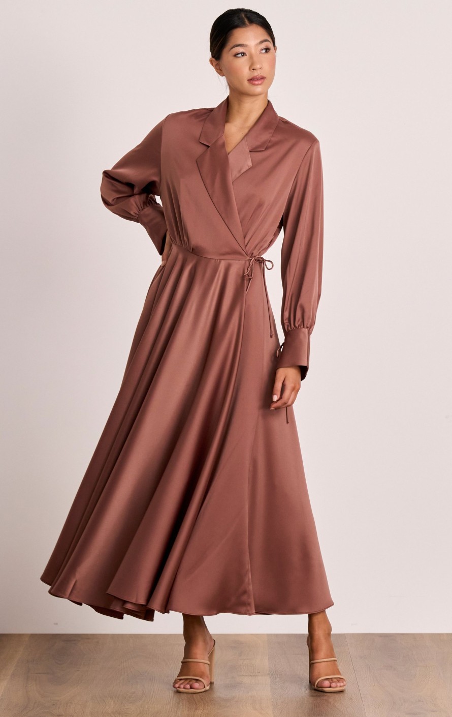 Dresses PASDUCHAS | Seeker Wrap Midi Mahogany