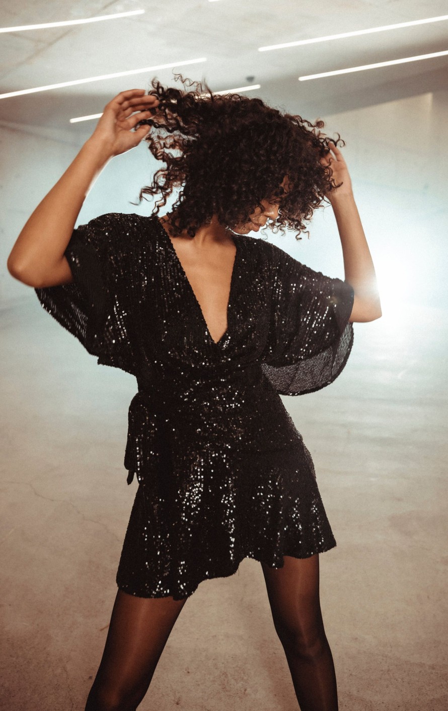 Dresses PASDUCHAS | Glimmer Sequin Flip Dress Jet Black