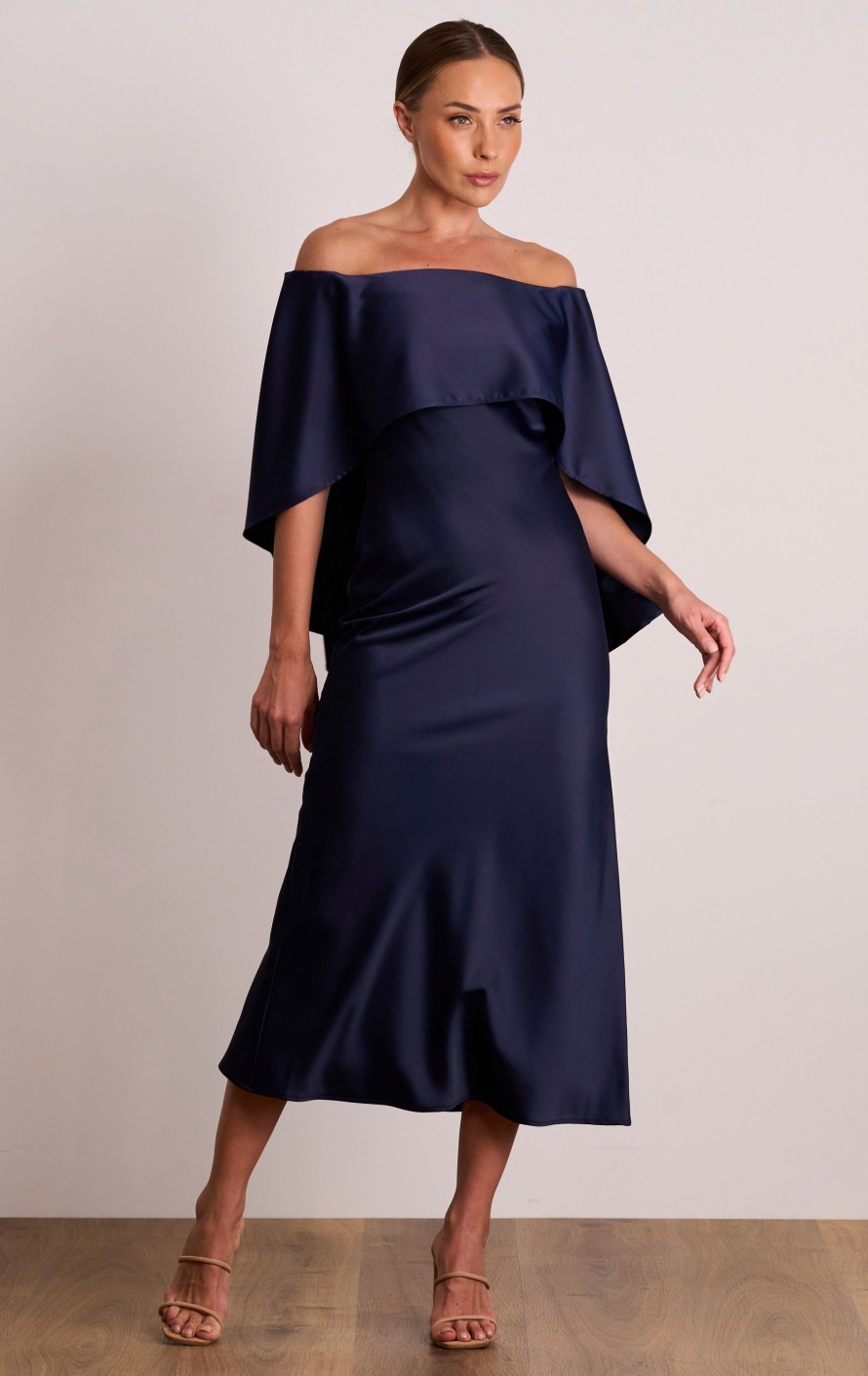 Dresses PASDUCHAS | Florence Shoulder Midi - Pre Order Navy