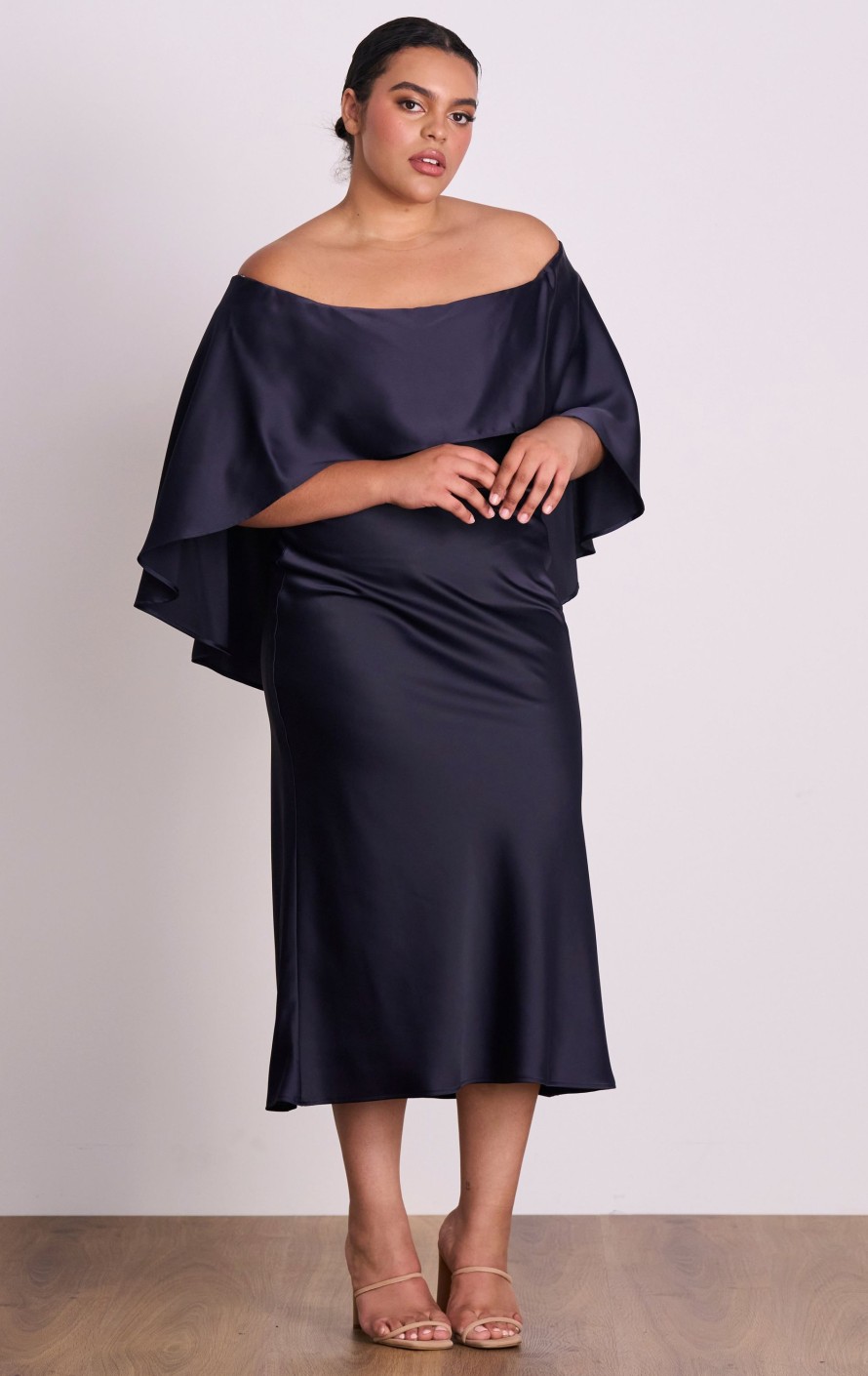 Dresses PASDUCHAS | Florence Shoulder Midi - Pre Order Navy