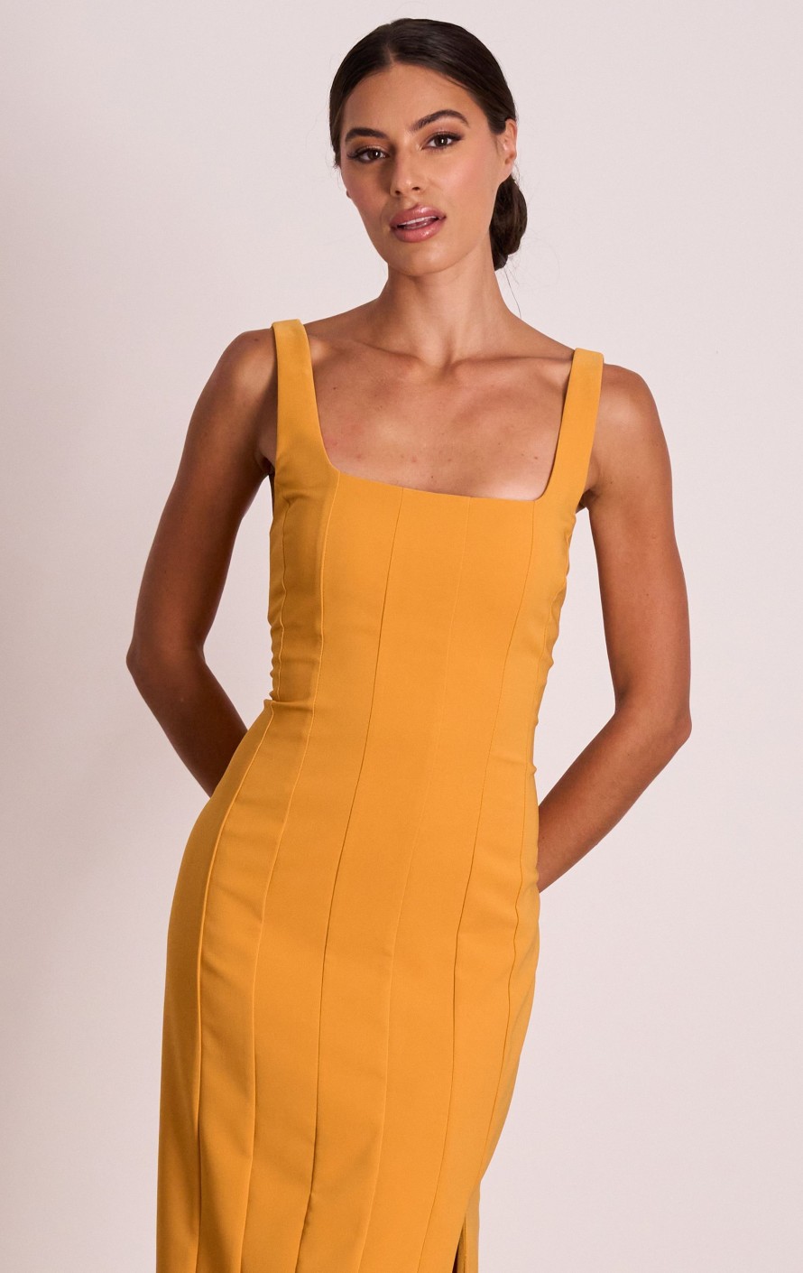 Dresses PASDUCHAS | Sabine Panelled Midi Passionfruit