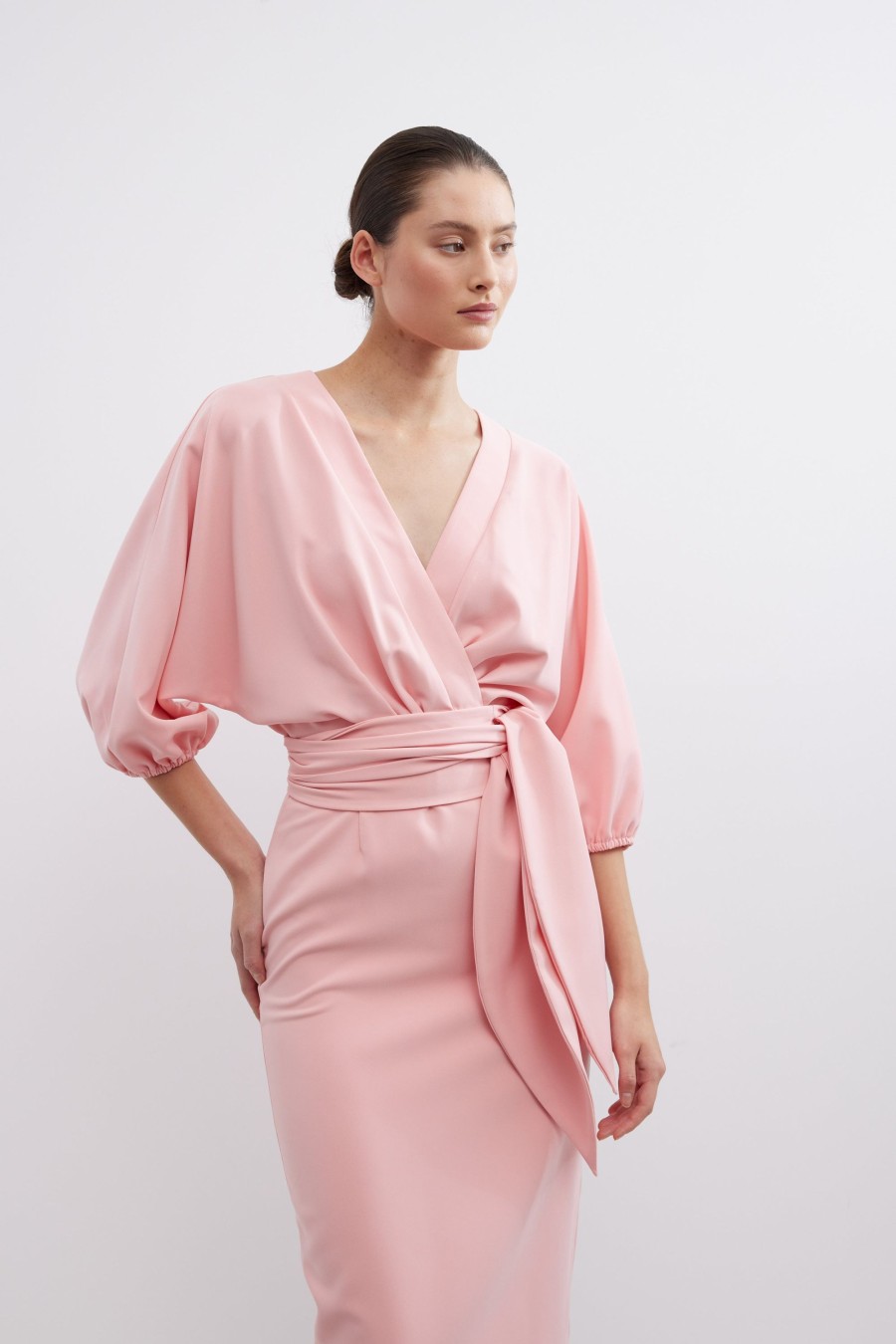 Dresses PASDUCHAS | Emerson Drape Midi - Pre Order Flamingo