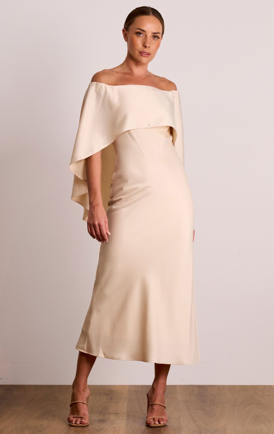 Dresses PASDUCHAS | Florence Shoulder Midi - Pre Order Champagne